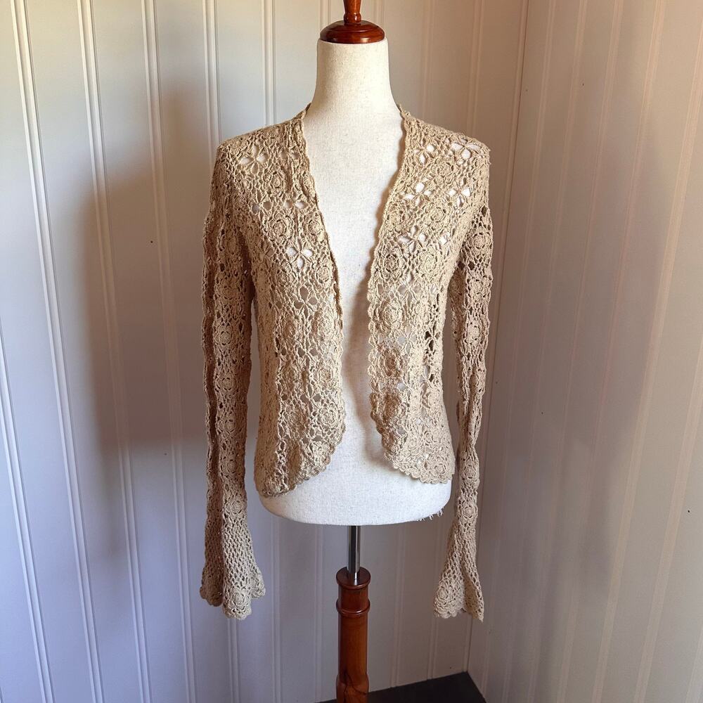 Vintage 90s/Y2K Boho Knit Bell Sleeve Sweater M